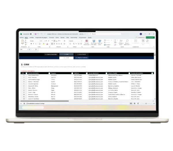 Interfaz de CRM personalizado en Excel
