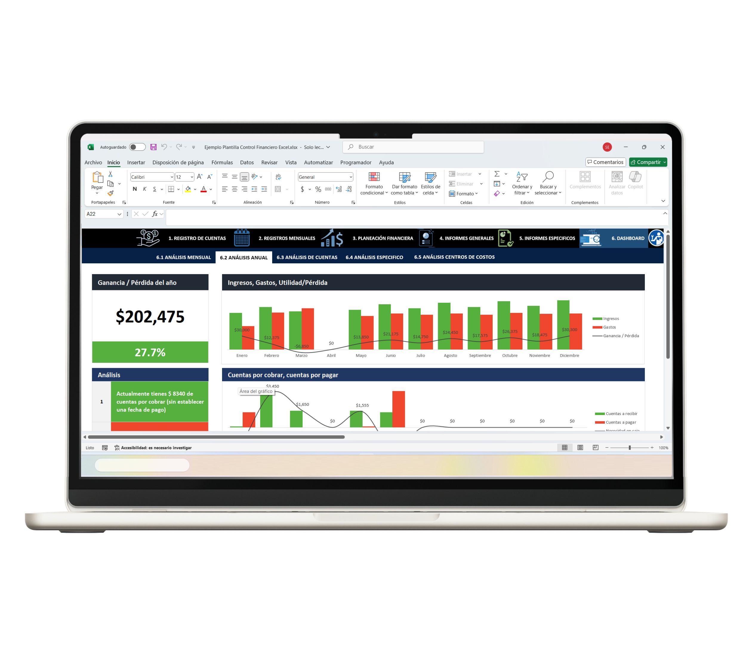 Modelo de seguimiento financiero en Excel para empresas