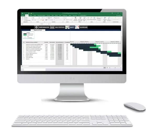 Diagrama de Gantt en Excel