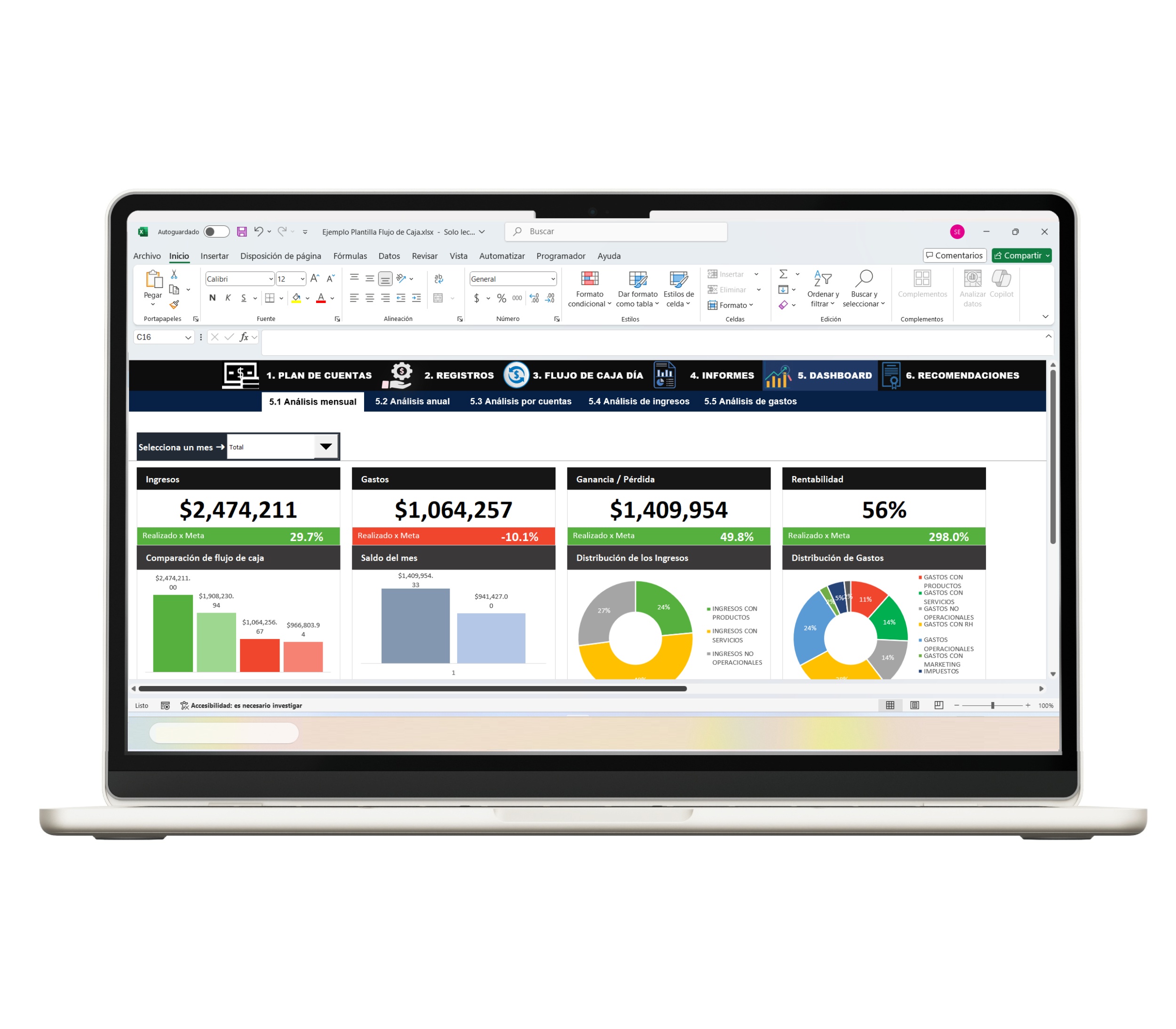 Hoja de cálculo Excel para control de flujo económico