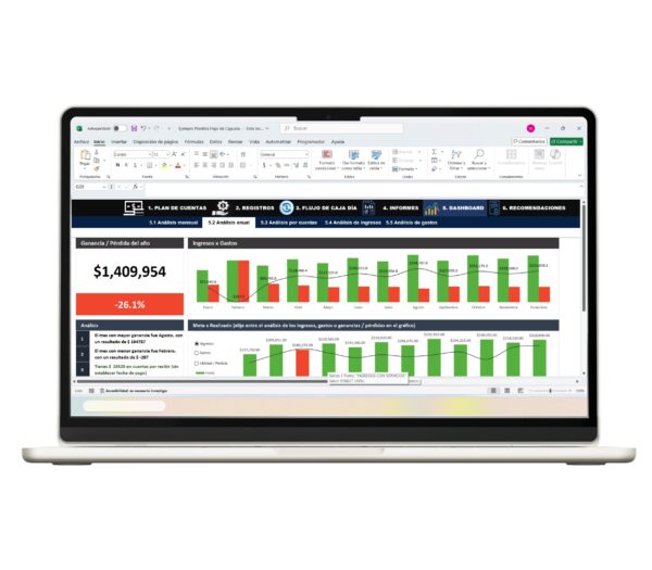 Modelo de flujo de caja en Excel para finanzas