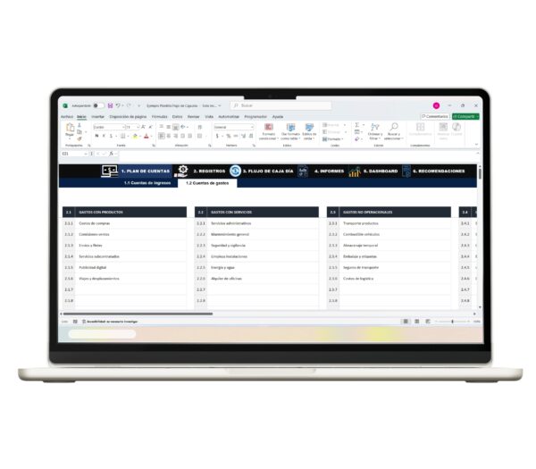 Plantilla de flujo de caja en Excel para gestión financiera empresarial
