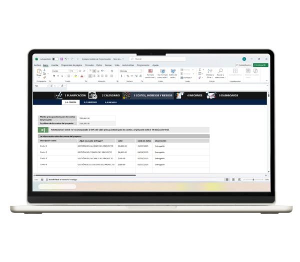 Plantilla Excel para gestión de proyectos con tareas y cronogramas