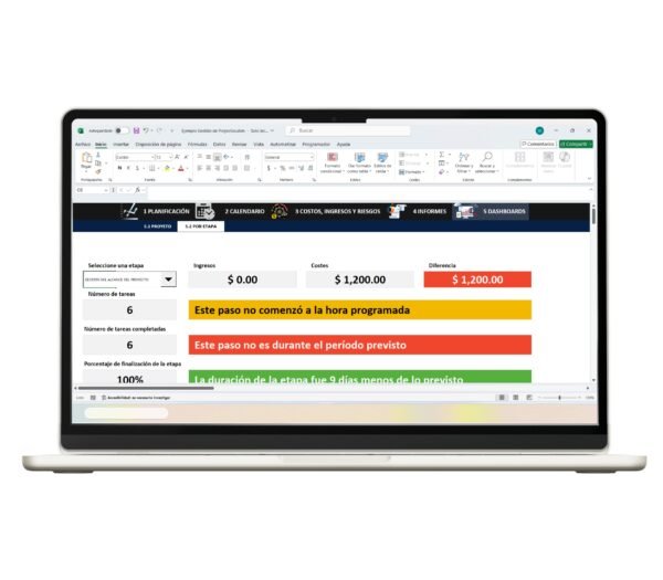 Plantilla de gestión de proyectos en Excel gratis con seguimiento