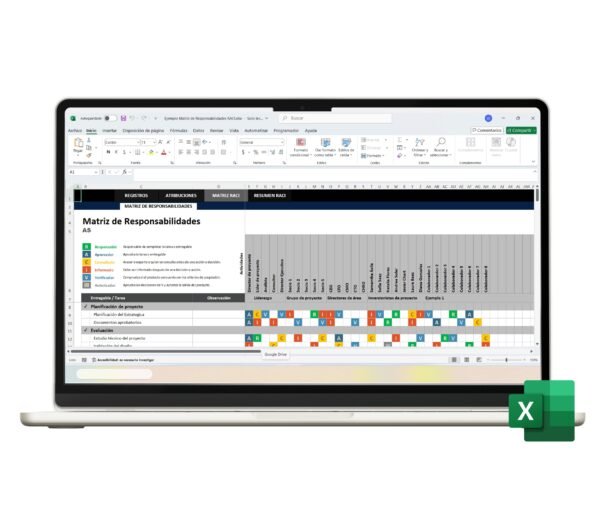 Matriz RACI en Excel para gestión de roles y proyectos