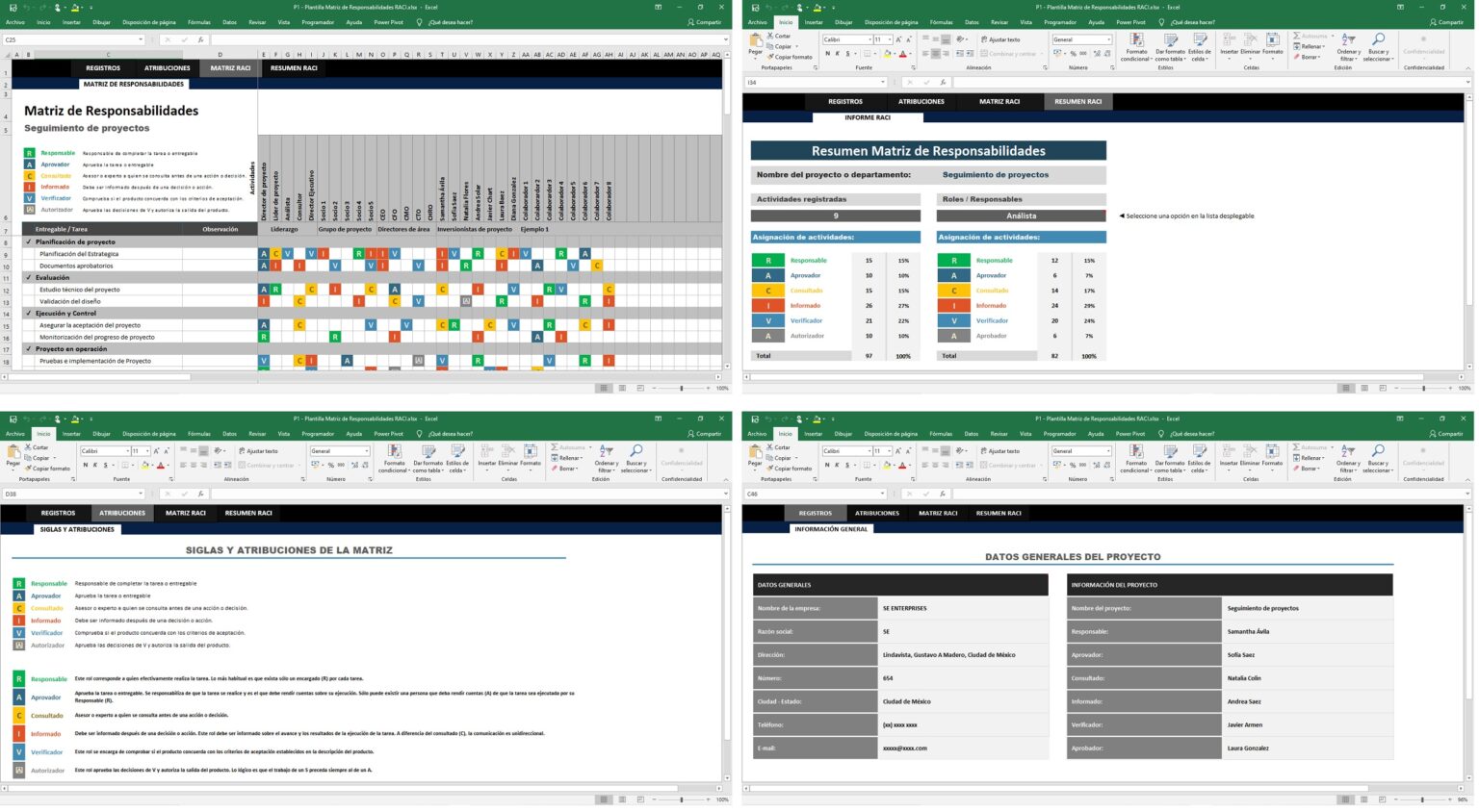 Matriz De Asignación De Responsabilidades Raci En Excel Solís Enterprises Plantillas En Excel 5213