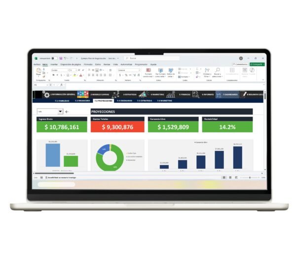 Plan de negocios en Excel para emprendedores con análisis financiero