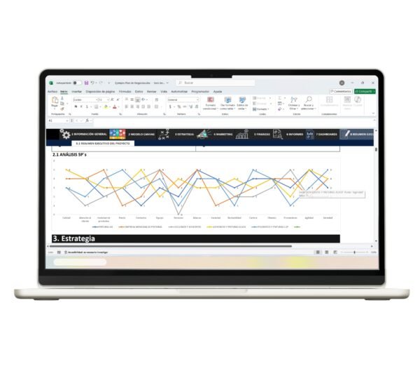 Plan de negocios en Excel editable para startups y pequeñas empresas