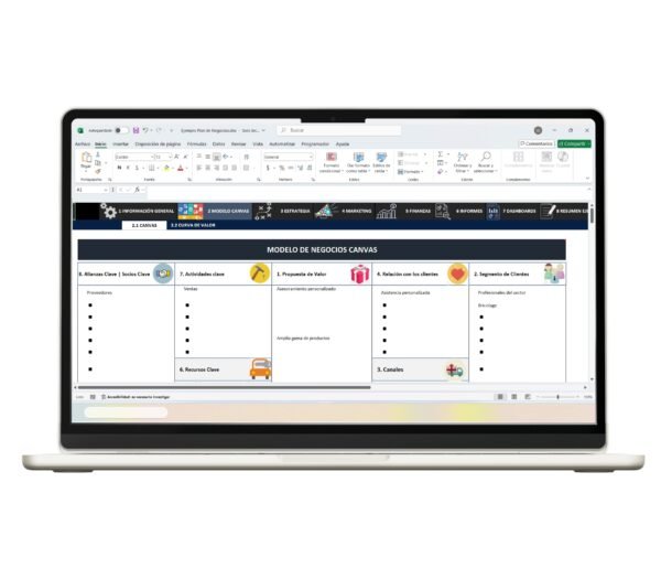 Modelo Canvas Plan de Negocios Excel