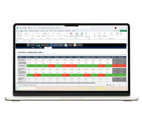 Hoja de cálculo en Excel para planificar finanzas y presupuestos
