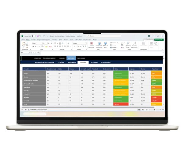 Plantilla de Excel para seguimiento de ventas e inventario