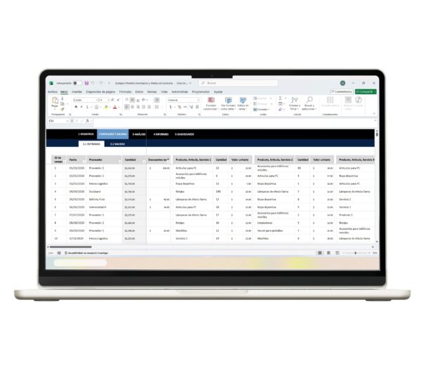 Archivo Excel para inventarios y ventas