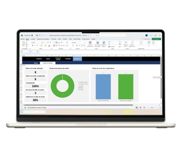 Ejemplo en Excel de objetivos SMART para planificación estratégica