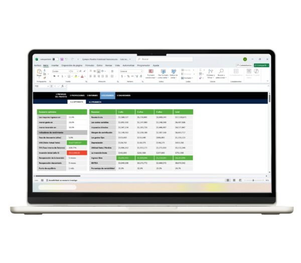 Herramienta en Excel de viabilidad financiera para análisis empresarial