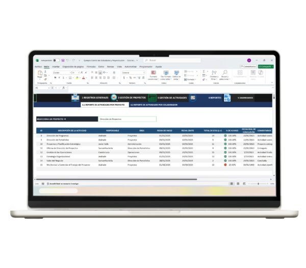 Control de actividades en Excel para organizar tareas de proyectos
