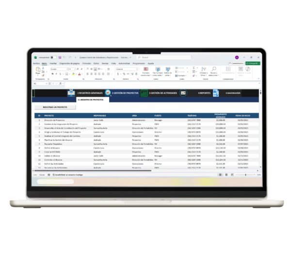 Plantilla en Excel para control de actividades semanales y reportes