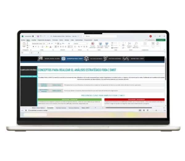 Plantilla Excel para análisis FODA empresarial