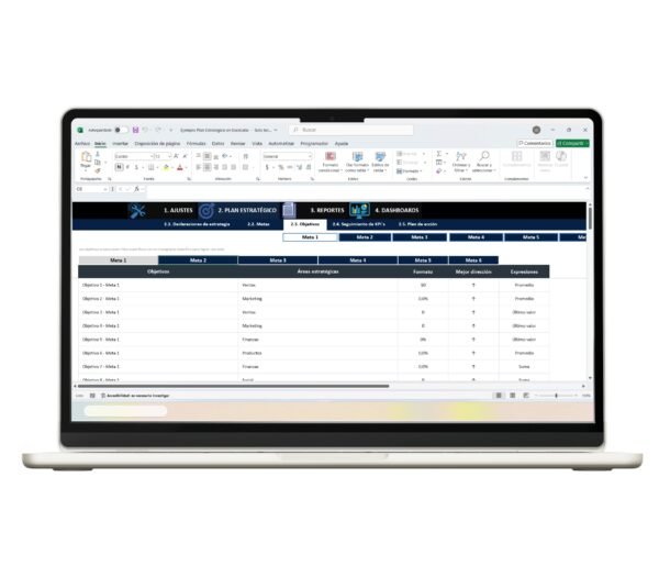 Estrategia de negocio en hoja de Excel