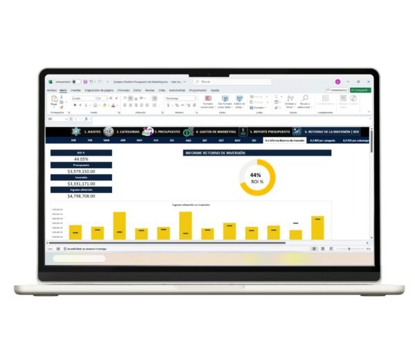 Plantilla en Excel para presupuesto de marketing y análisis de gastos