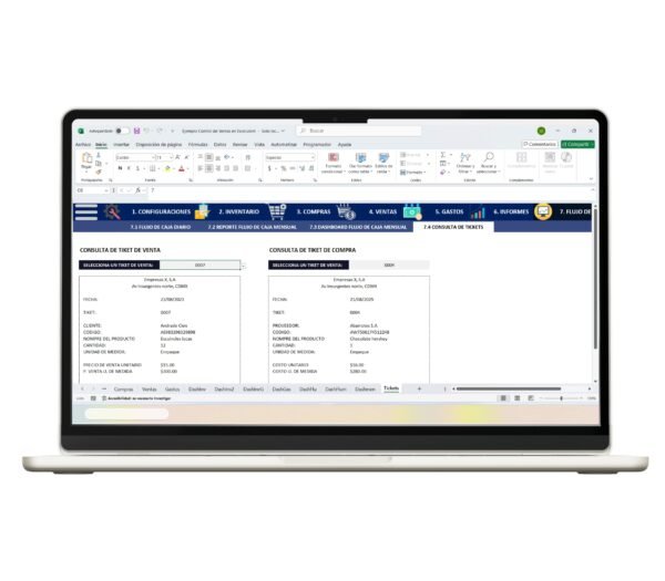 Hoja de cálculo de ventas en Excel