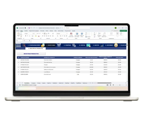Tabla de control de ventas en Excel