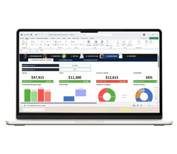 Modelo de gestión de ventas en archivo Excel profesional