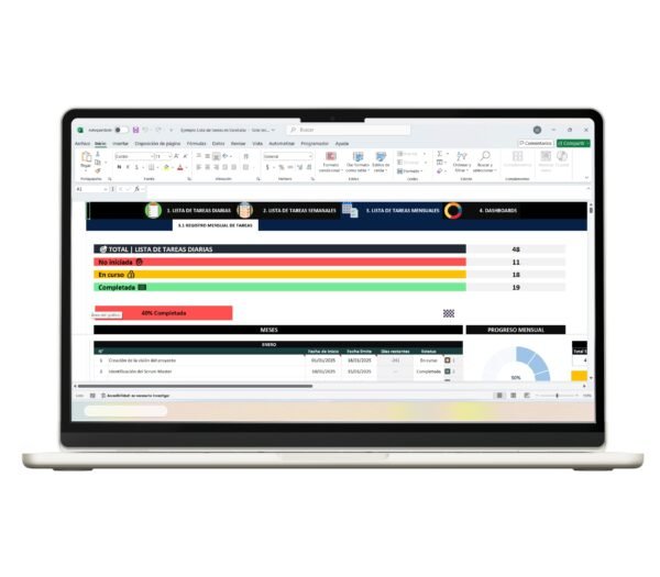 Lista de tareas en Excel para planificación diaria