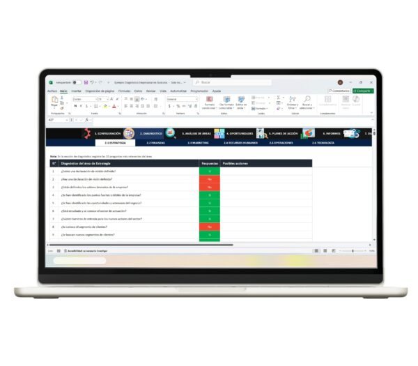 Evaluación de empresas usando Excel para diagnóstico