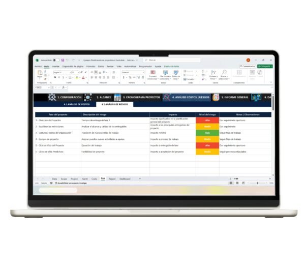 Planificación de proyectos en Excel con control de tareas y tiempos