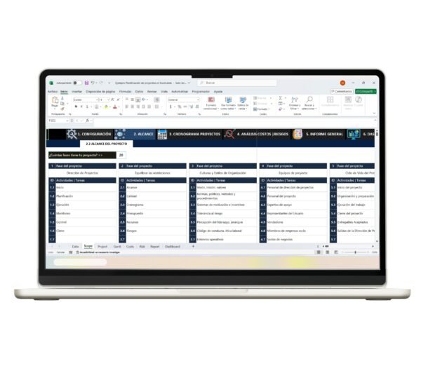 Plantilla para planificación de proyectos Excel