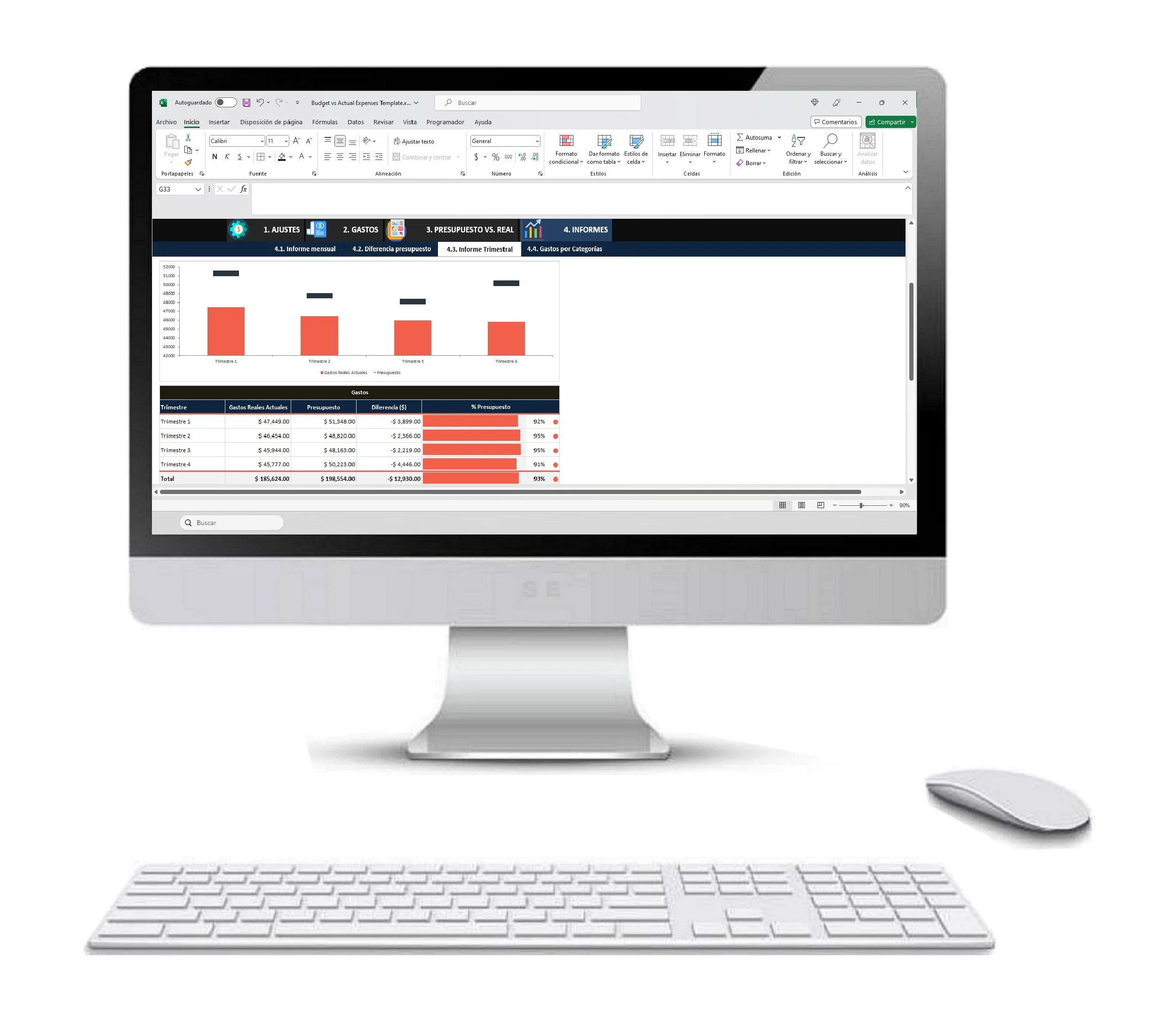 Presupuesto VS Gastos Reales en Excel