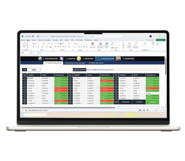 Control Flujo de Efectivo en Excel-3 Control de flujo de caja en Excel para reportes financieros claros