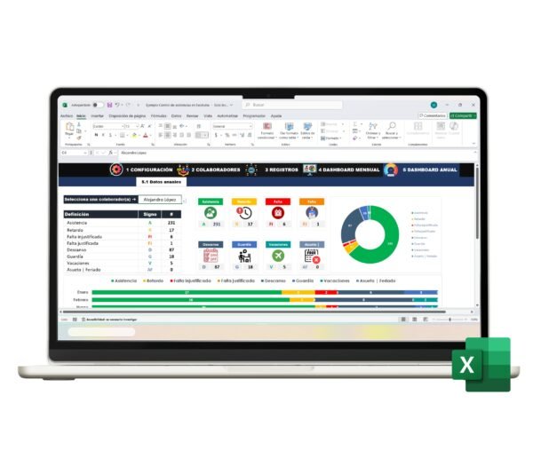 Plantilla de control de asistencias en Excel para personal