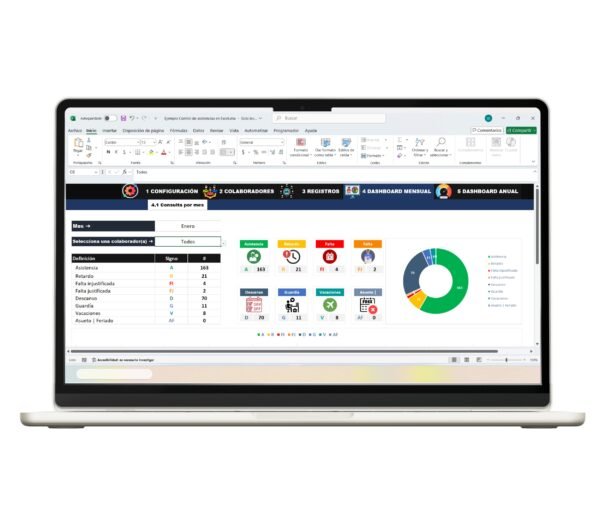 Registro de asistencias en Excel para seguimiento de empleados