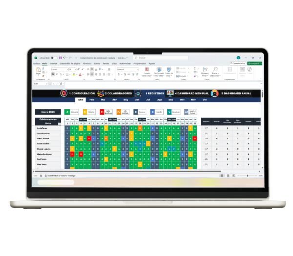 Formato en Excel para control de asistencias y gestión laboral
