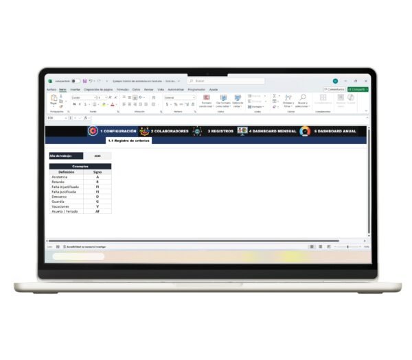 Hoja de control de asistencias en Excel para reportes detallados