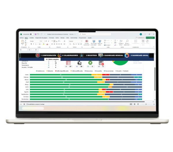 Plantilla para control de asistencias en Excel