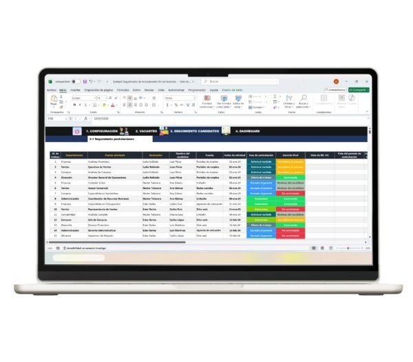 Plantilla en Excel para seguimiento de candidatos en procesos de reclutamiento RH