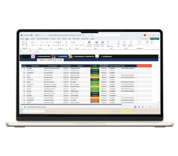 Hoja de Excel para control de reclutamiento y selección de personal RH