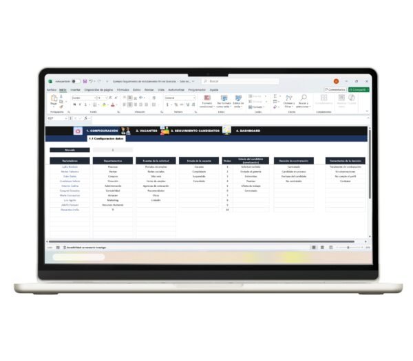 Registro y seguimiento en Excel de procesos de reclutamiento y selección RH