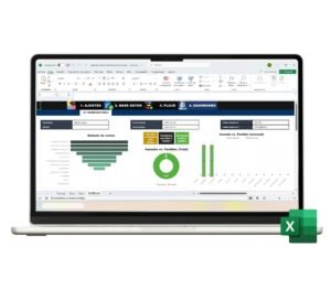 Visualización de embudo de ventas en Excel con métricas y etapas clave