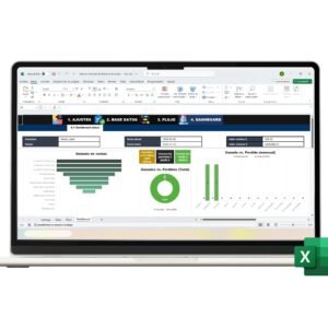 Visualización de embudo de ventas en Excel con métricas y etapas clave