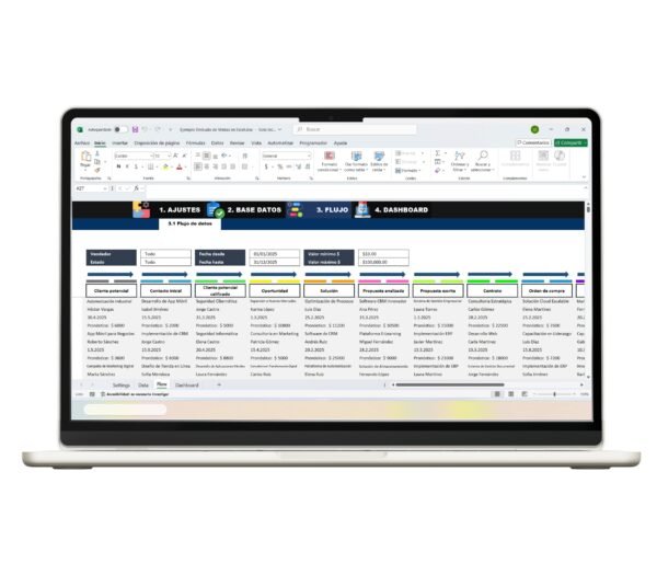 Plantilla de embudo de ventas en Excel para seguimiento de prospectos