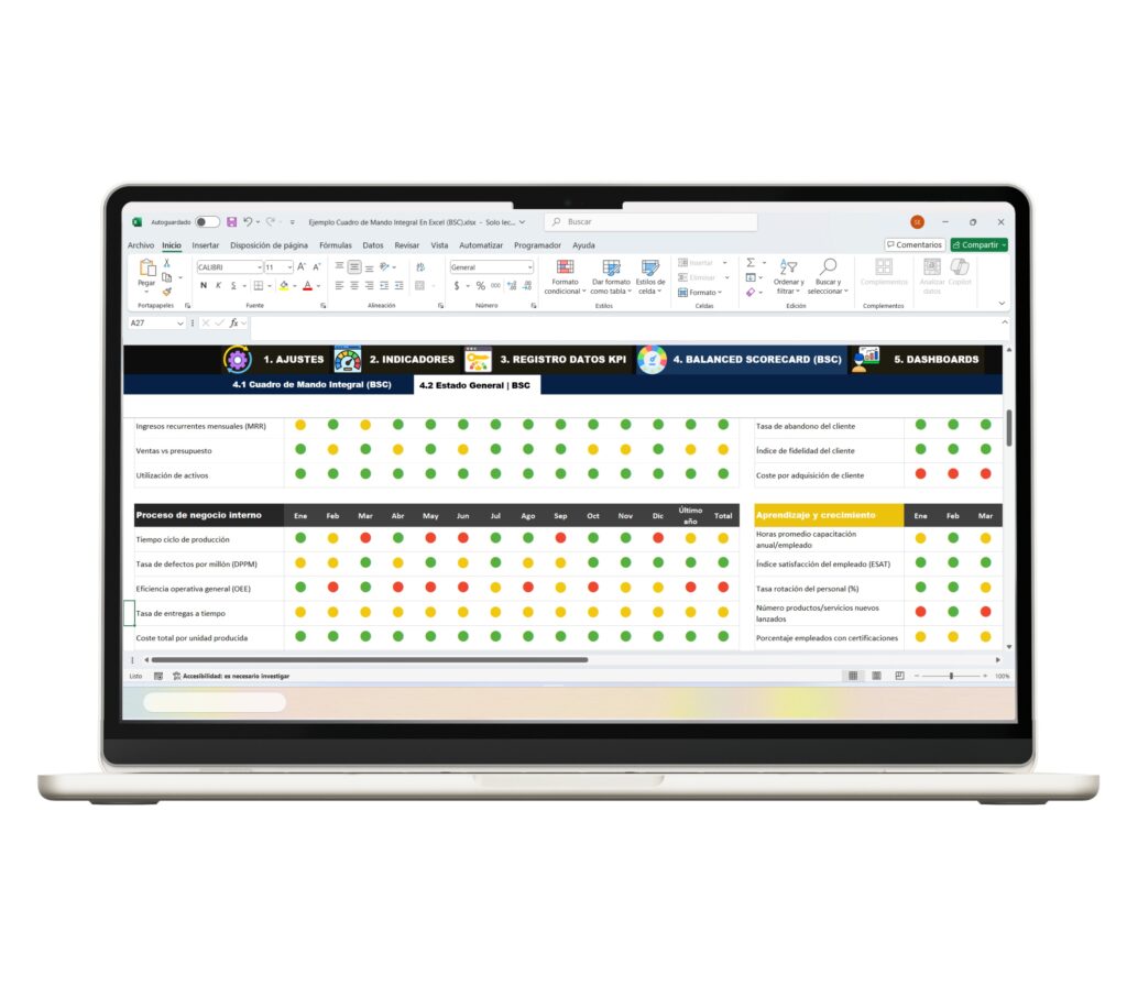 Sistema de control estratégico en Excel con BSC
