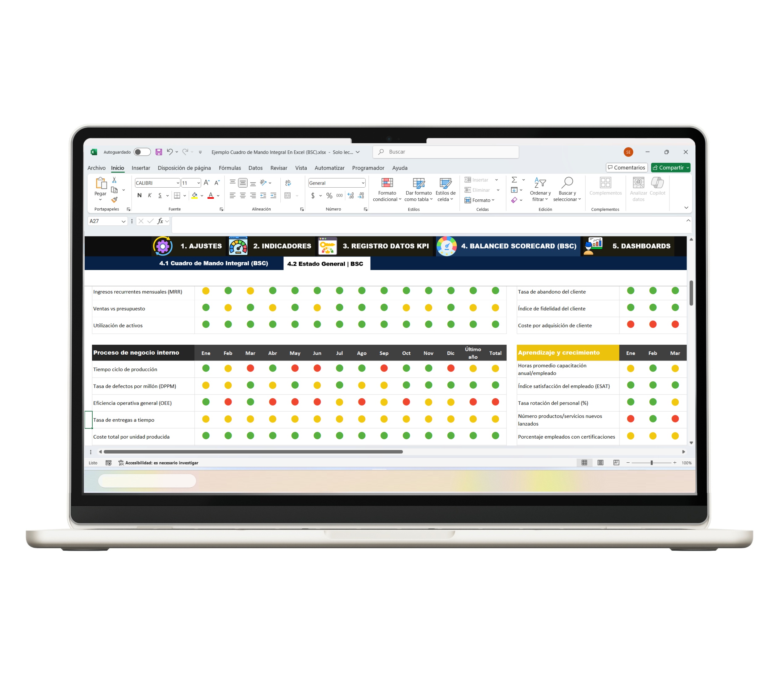 Sistema de control estratégico en Excel con BSC