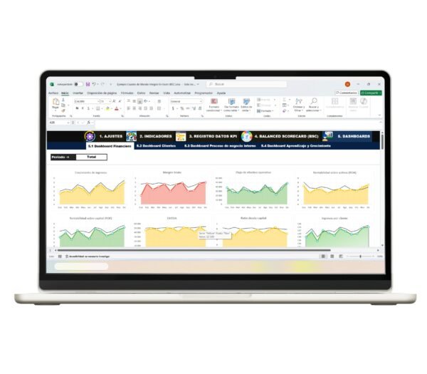 Ejemplo de Cuadro de Mando Integral en Excel para estrategia
