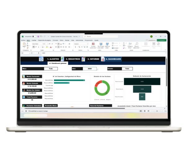Cuentas por Cobrar en Excel-2 Registro en Excel de cuentas por cobrar para administración empresarial