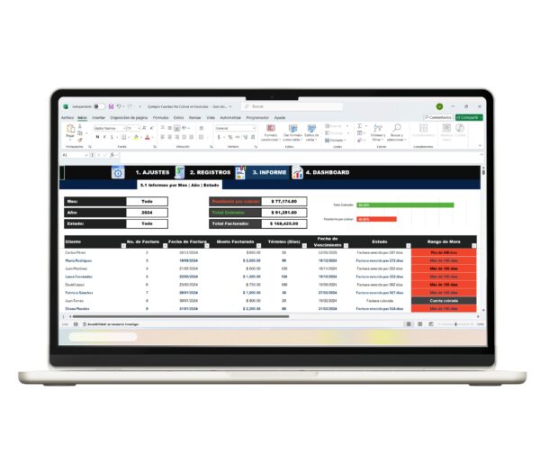 Cuentas por Cobrar en Excel-3 Hoja de cálculo de cuentas por cobrar en Excel para control contable