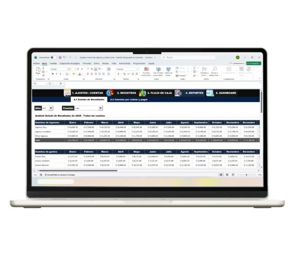 Control Ingresos y Gastos en Excel-4 Registro de ingresos y gastos en Excel con plantilla de control financiero