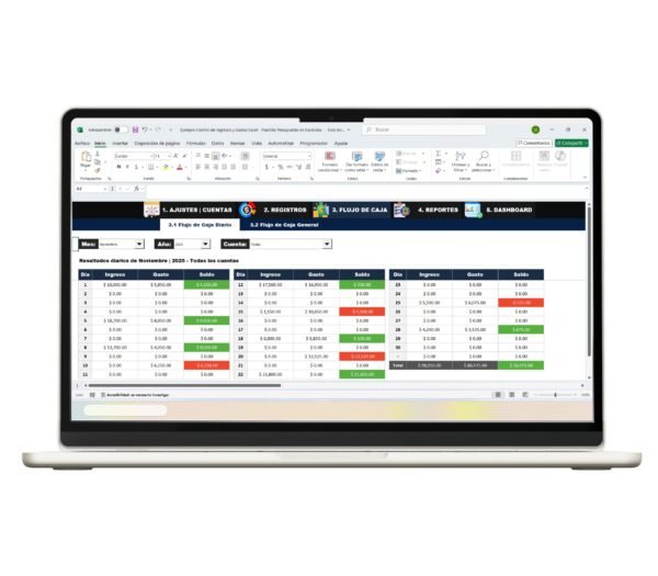 Control Ingresos y Gastos en Excel-5 Plantilla en Excel para organizar y registrar ingresos y gastos financieros